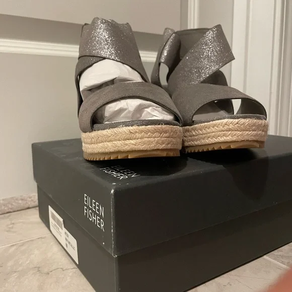 Eileen Fisher Sandals - leather espadrilles summer - Picture 2 of 7